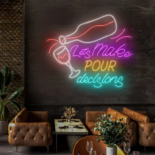 Trendy "Let's Make Pour Decisions" Neon Sign - Custom Patch
