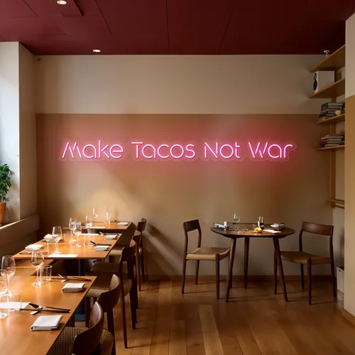 Mouthwatering "Make Tacos Not War" Neon Sign - Custom Patch