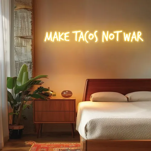 Zesty "Make Tacos Not War" Neon Sign - Custom Patch