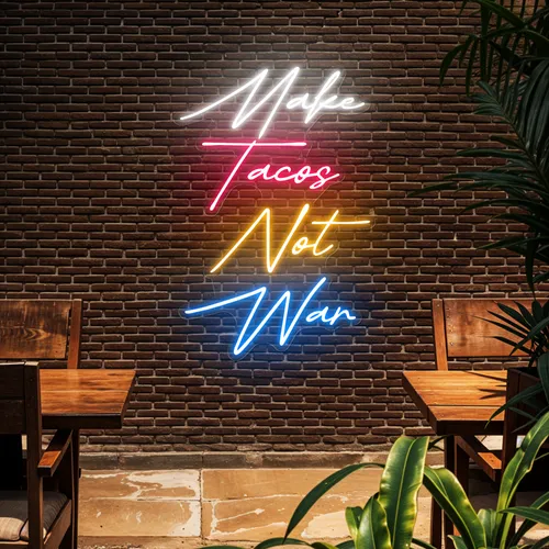 Flavorful "Make Tacos Not War" Neon Sign - Custom Patch