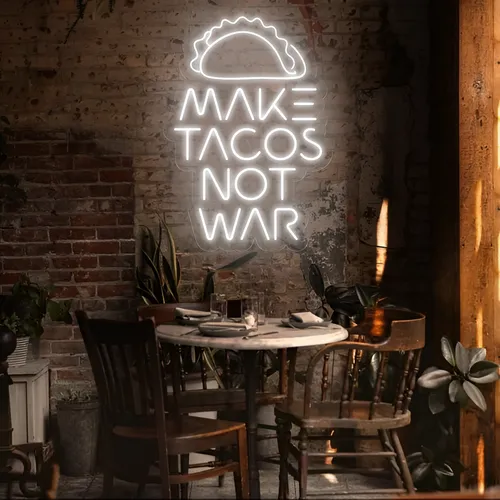 Tasty "Make Tacos Not War" Neon Sign - Custom Patch