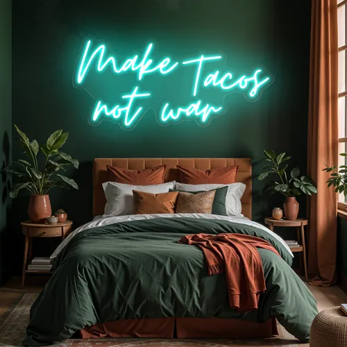 Sizzling "Make Tacos Not War" Neon Sign - Custom Patch