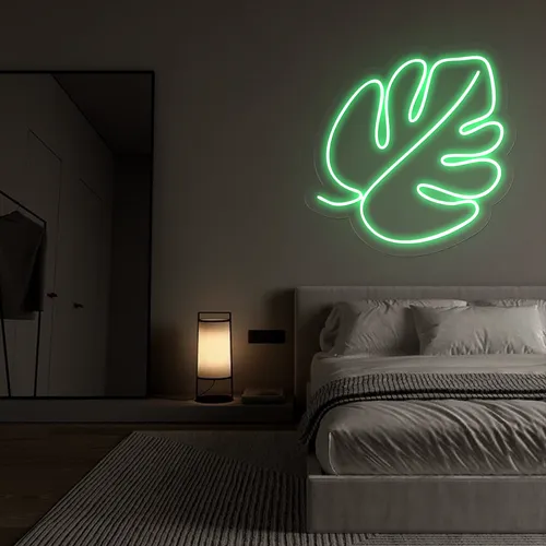Tropical Monstera Leaf Neon Sign - Custom Patch