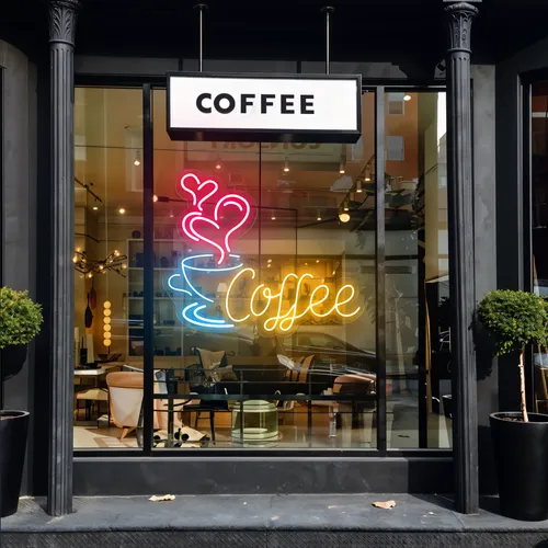 Coffee Love Window Neon Sign - Custom Patch