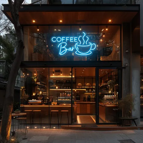 Coffee Bar Window Neon Sign - Custom Patch
