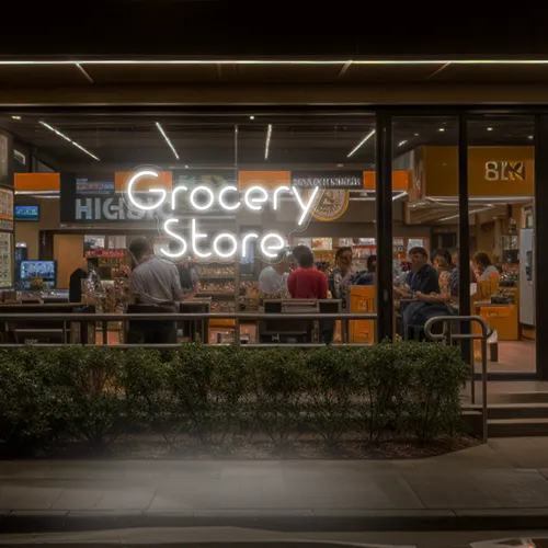 Grocery Store Window Neon Sign - Custom Patch