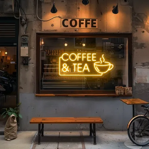 Coffee Tea Window Neon Sign - Custom Patch