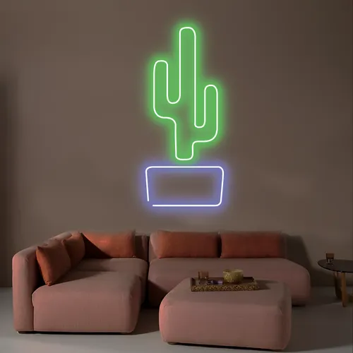 Cactus Vertical Neon Sign - Custom Patch