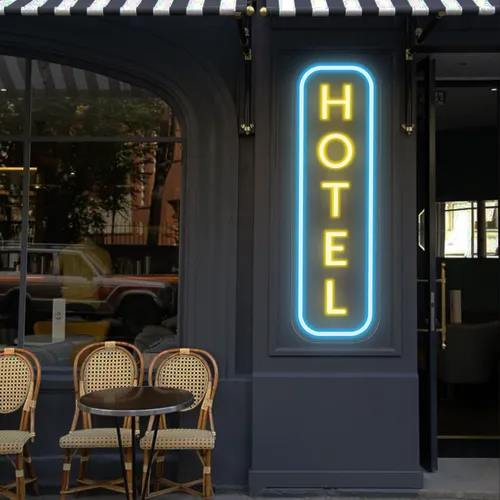 Hotel Vertical Neon Sign - Custom Patch