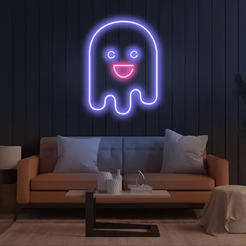 Ghost Cartoon Vertical Neon Sign - Custom Patch