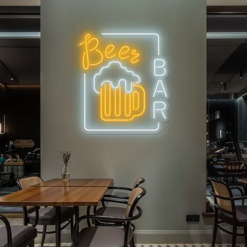 Beer Bar Vertical Neon Sign - Custom Patch