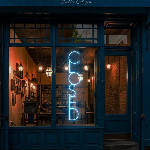 Closed Vertical Neon Sign - Custom Patch