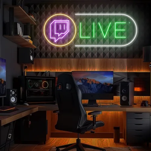 Twitch Live Streaming Neon Sign - Custom Patch