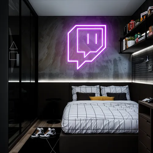 Twitch Icon Glow Neon Sign - Custom Patch