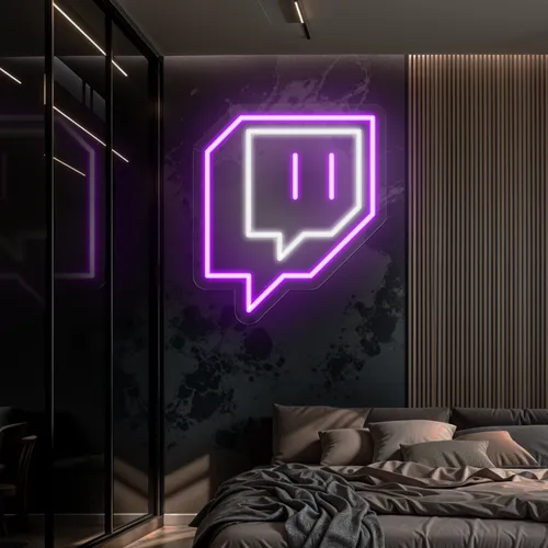 Twitch Logo Wall Neon Sign - Custom Patch