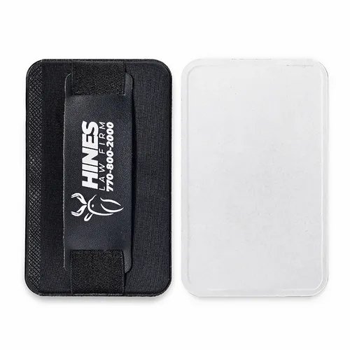 Leather Phone Wallet with Hand Grip - Custom Patch