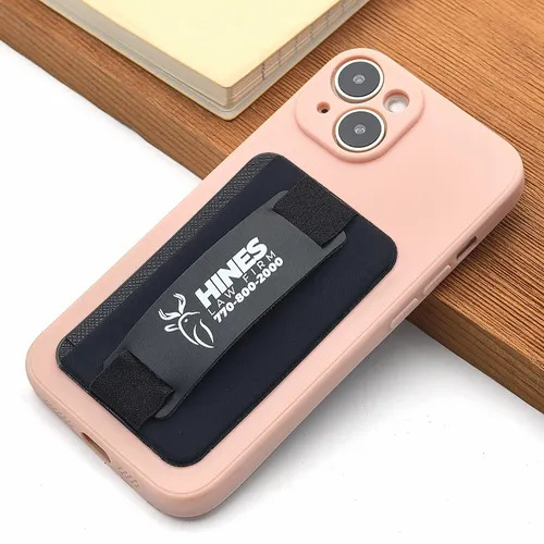 Leather Phone Wallet with Hand Grip - Custom Patch