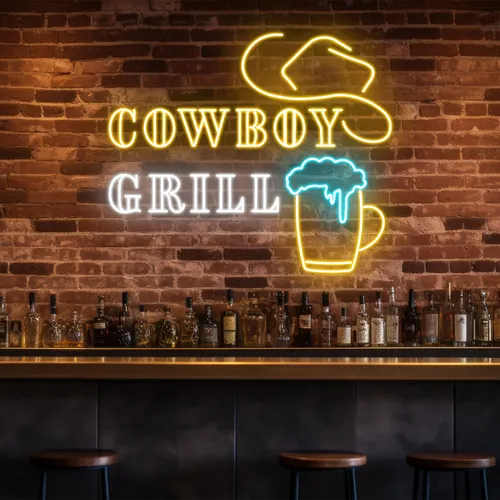 Cowboy Grill Neon Sign - Custom Patch