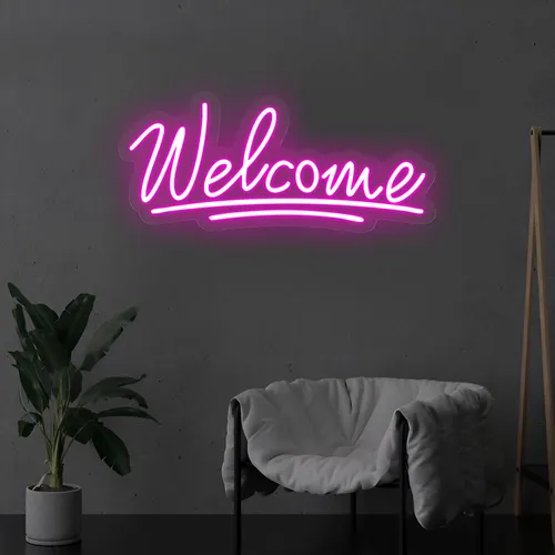 Welcome Underline Neon Sign - Custom Patch