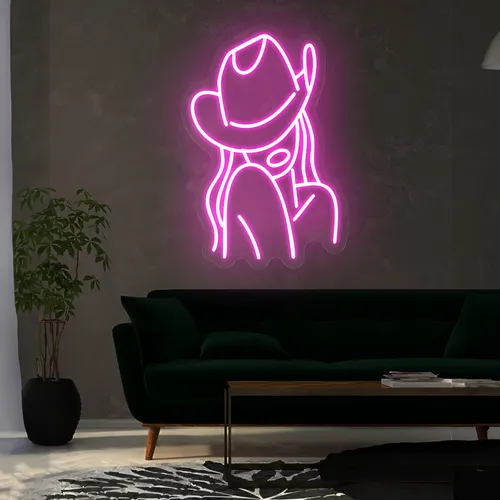 Mini Cowgirl Neon Sign - Custom Patch