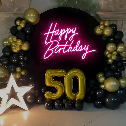 Happy Birthday Neon Sign - Custom Patch