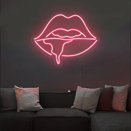 Dripping Lips Neon Sign - Custom Patch