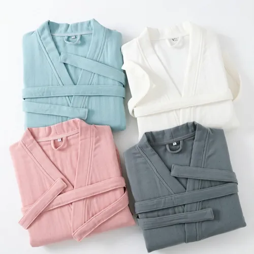 4 Layer Gauze Cotton Bathrobes - Custom Patch