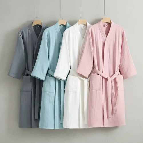 4 Layer Gauze Cotton Bathrobes - Custom Patch