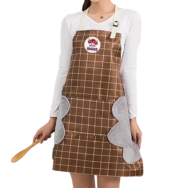 Striped Plaid Hand Wiping Apron - Custom Patch