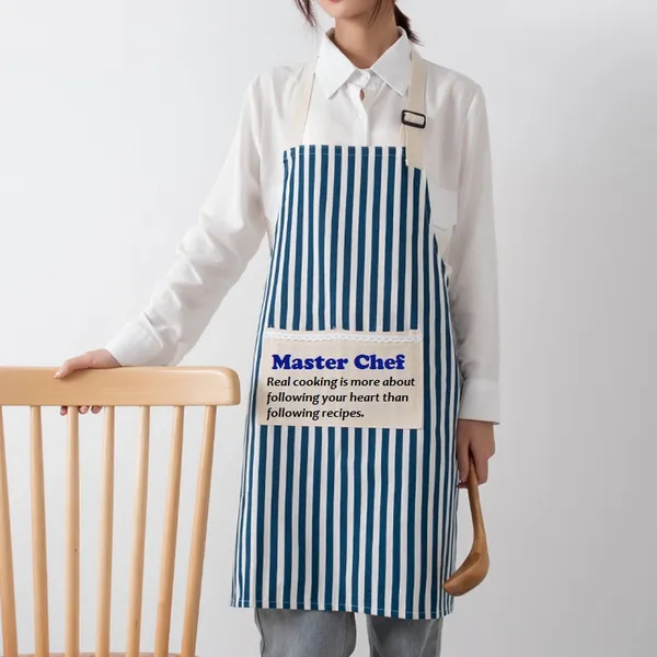 Cotton and Linen Striped Apron - Custom Patch