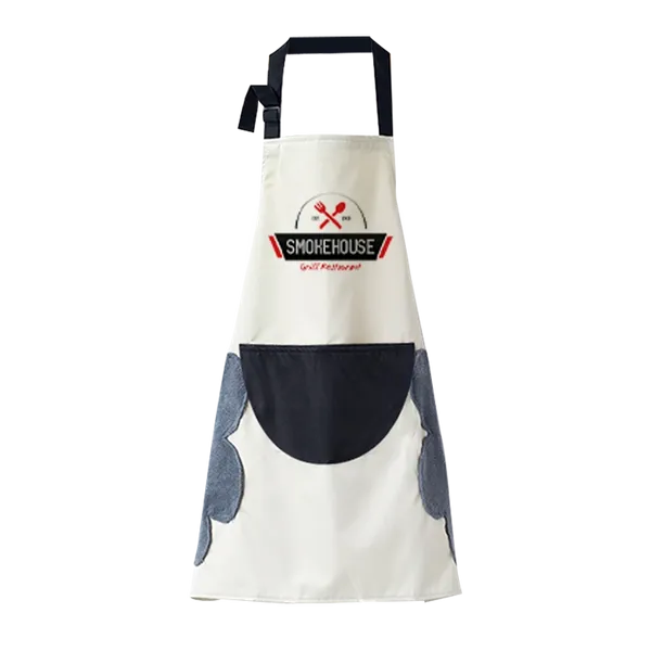 Floral Apron with Hand Wiping Pockets - Custom Patch