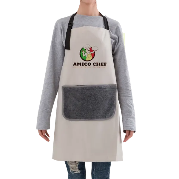 Floral Apron with Hand Wiping Pocket - Custom Patch