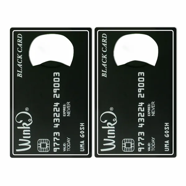 Black Card Shaped Bottle Opener - Custom Patch