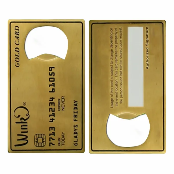 Gold Card Shaped Bottle Opener - Custom Patch