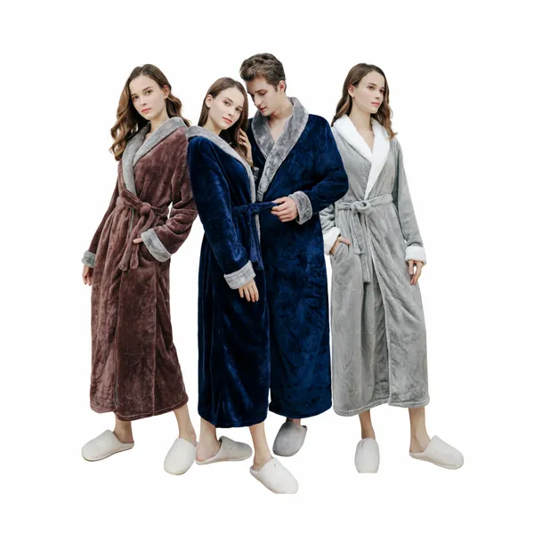 Stylish Custom Contrast Fleece Bathrobes - Custom Patch
