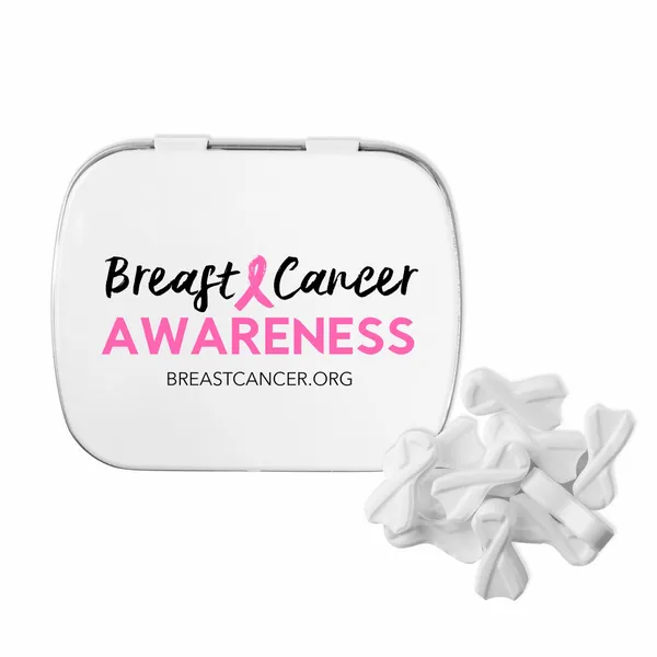 Domed Tin with Ribbon Shaped Mints - Custom Patch