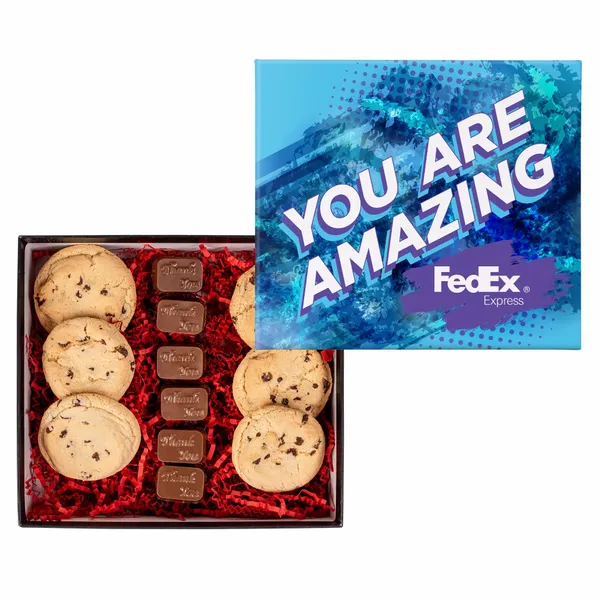 Chocolate Chip Cookies and Molded Chocolates in Gift Box - Custom Patch