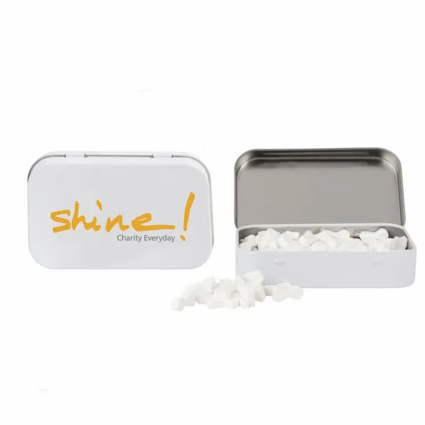 Rectangular Tin with Ribbon Shaped Mints - Custom Patch
