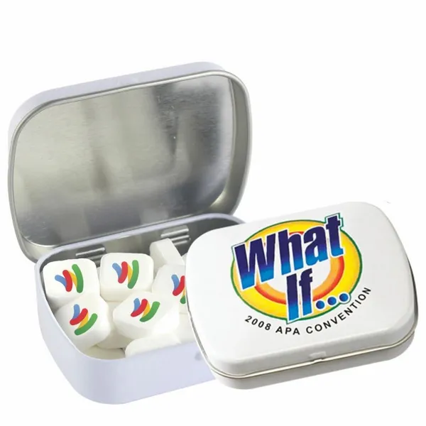 Domed Tin - Imprinted Square Mints - Custom Patch