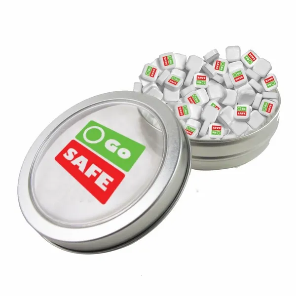 Small Top View Tin - Imprinted Square Mints - Custom Patch