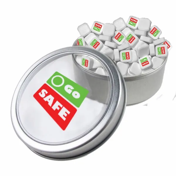 Large Top View Tin - Imprinted Square Mints - Custom Patch
