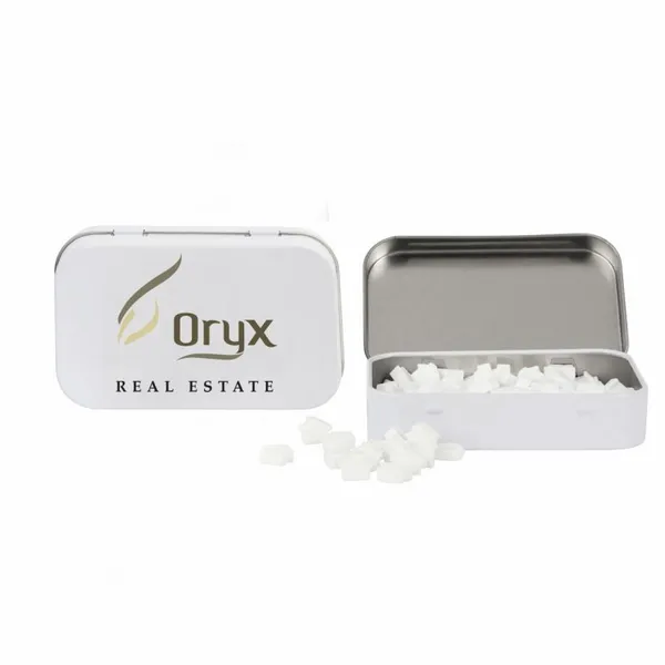 Rectangular Tin with House Shaped Mints - Custom Patch