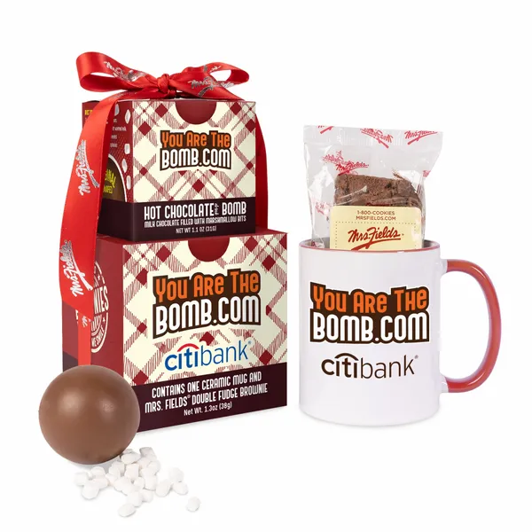 Mrs. Fields Mug, Brownie, Hot Chocolate Bomb Gift Set - Custom Patch