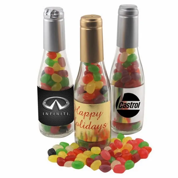 Champagne Bottle w/ Teenee Beanee Jelly Beans 8" - Custom Patch