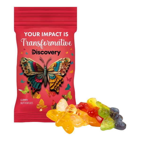 Clever Candy 1oz. Full Color DigiBag™ with Gummy Butterflies - Custom Patch