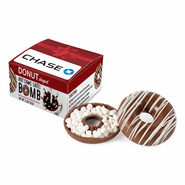 Donut-Shaped Hot Chocolate Bomb with Drizzle - Custom Patch
