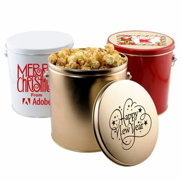 1 Gallon Gift Tin with Caramel Popcorn - Custom Patch