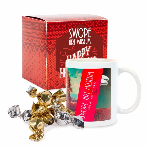 Warm Holiday Wishes Full Color Mug with Truffles in Gift Box - Custom Patch