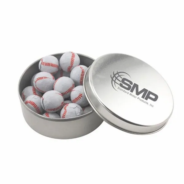 Round Tin with Chocolate Baseballs - SBF3000 - Custom Patch