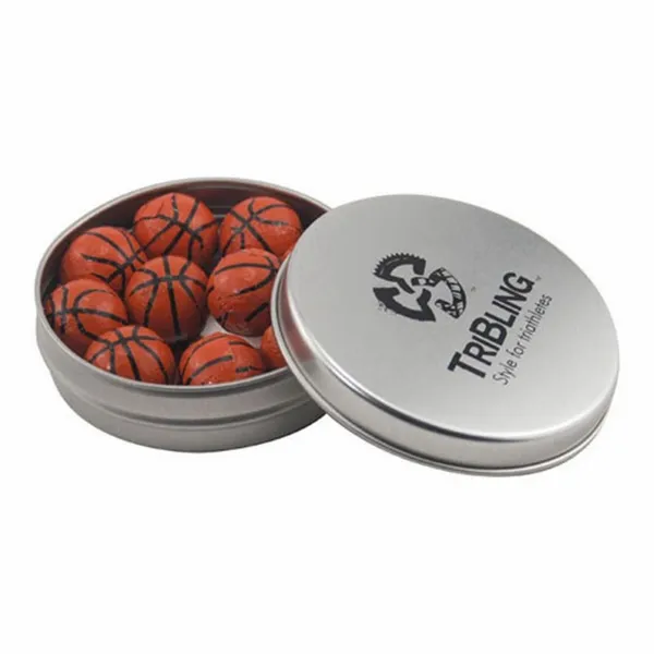 Round Tin with Chocolate Basketballs - SBF2900 - Custom Patch